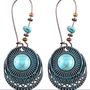 Chic Turquoise and Bronze Dangle Earrings